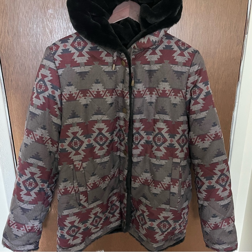 Pendleton Gray and Red Hooded Jacket